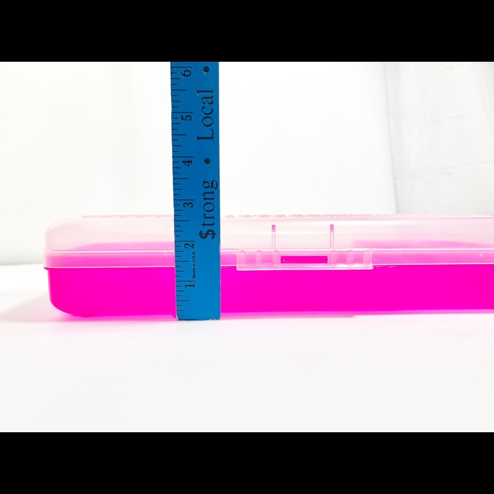Spacemaker VTG Frosted Hot Pink Pencil Box 13x5 - Picture 8 of 8